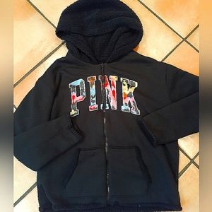 NWOT Pink Victoria's Secret Zip up Fleece Hoodie Jacket